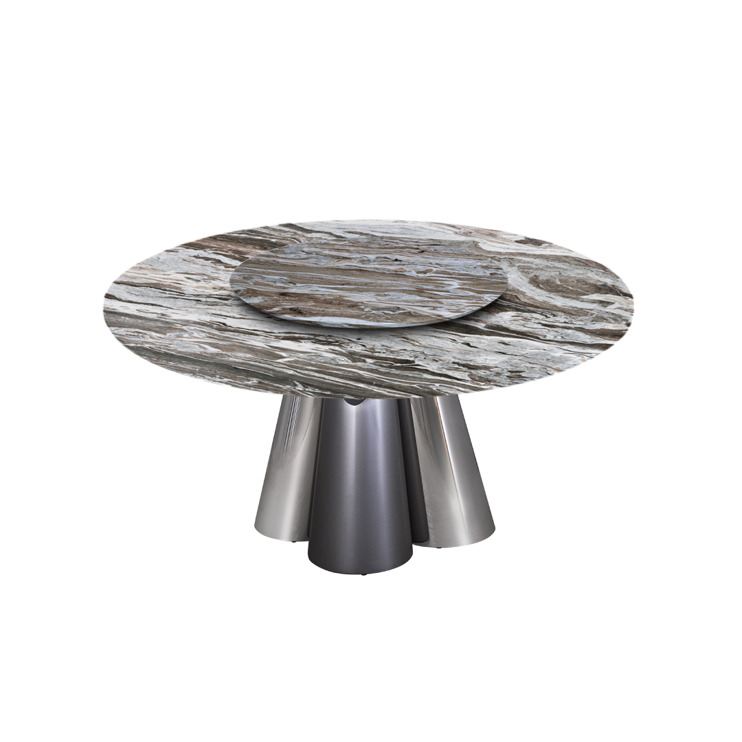 5ft Round Toronto Brown Natural Marble Dining Table