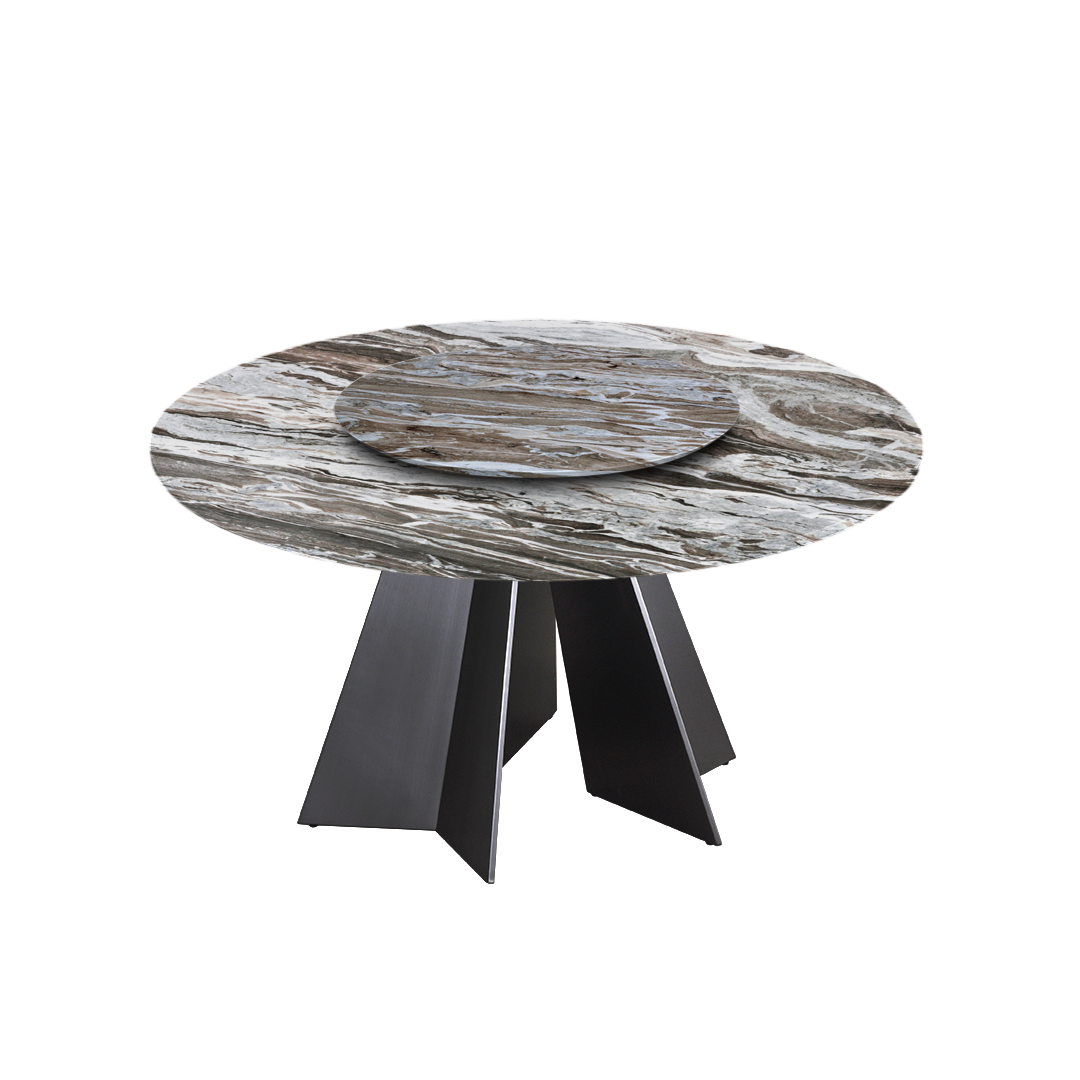 5ft Round Toronto Brown Natural Marble Dining Table