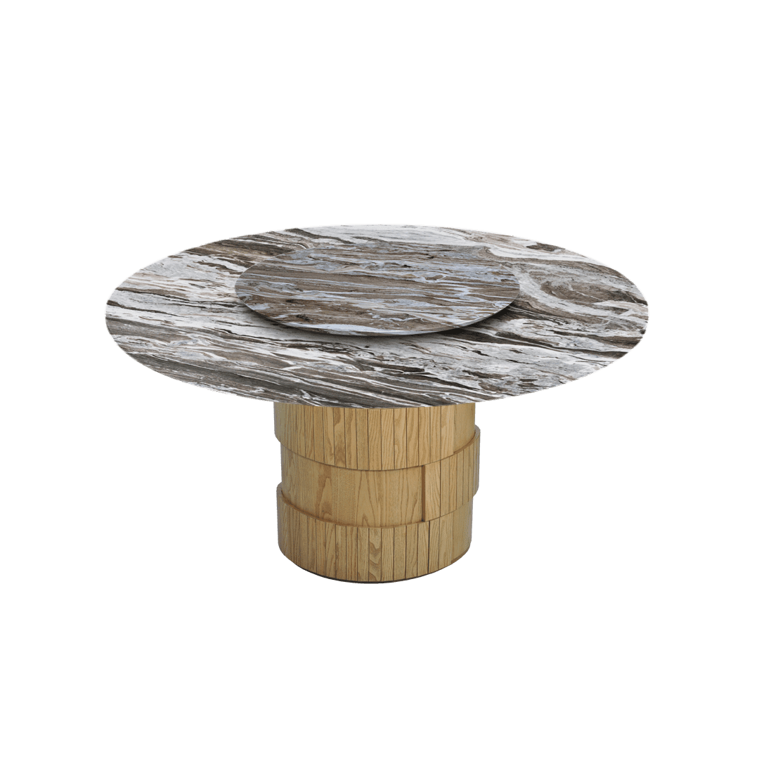 5ft Round Toronto Brown Natural Marble Dining Table