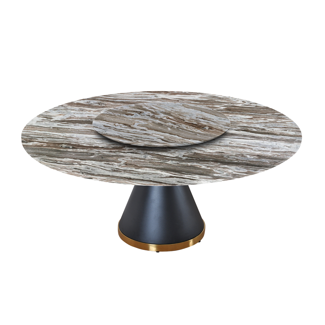 6ft Round Toronto Brown Natural Marble Dining Table