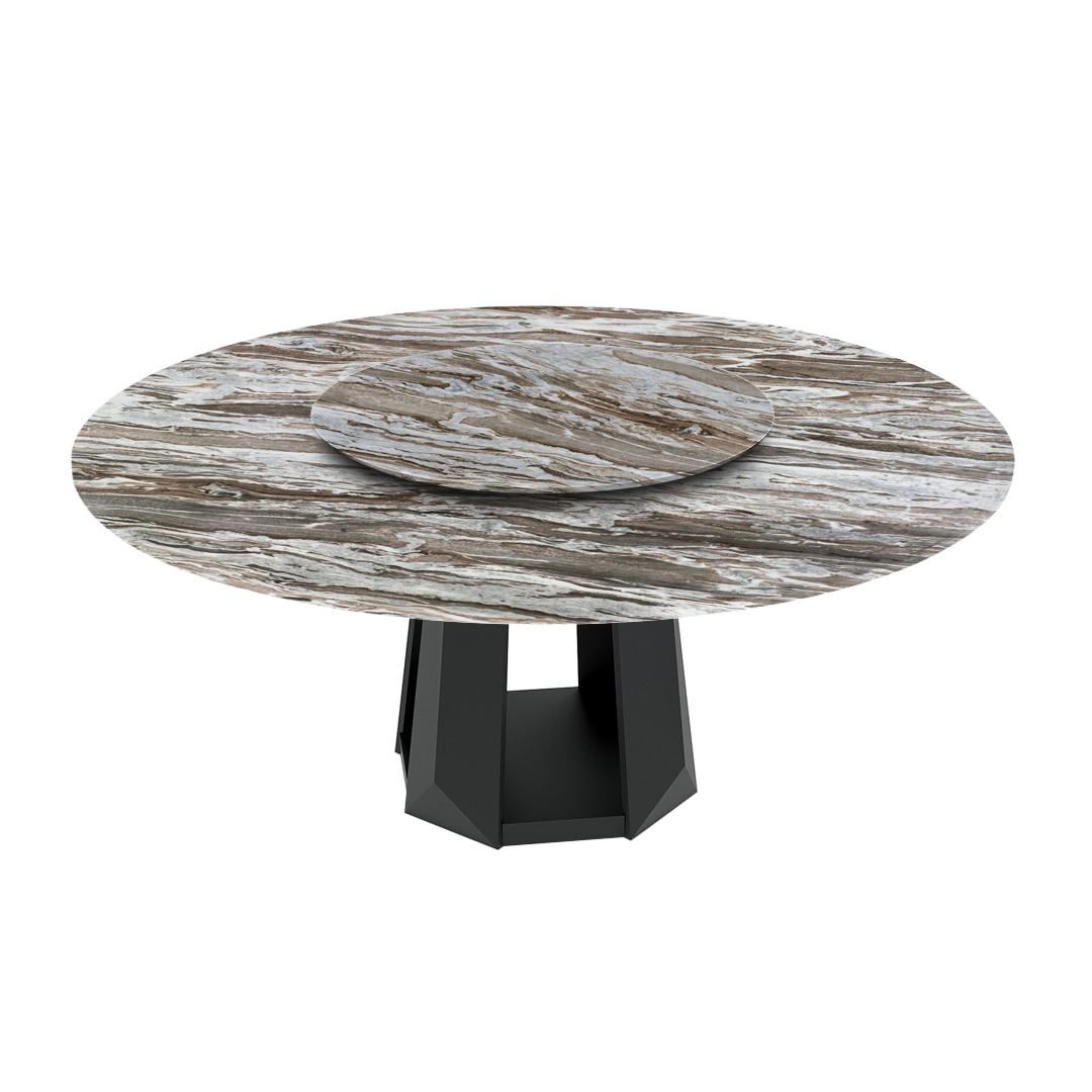 6ft Round Toronto Brown Natural Marble Dining Table