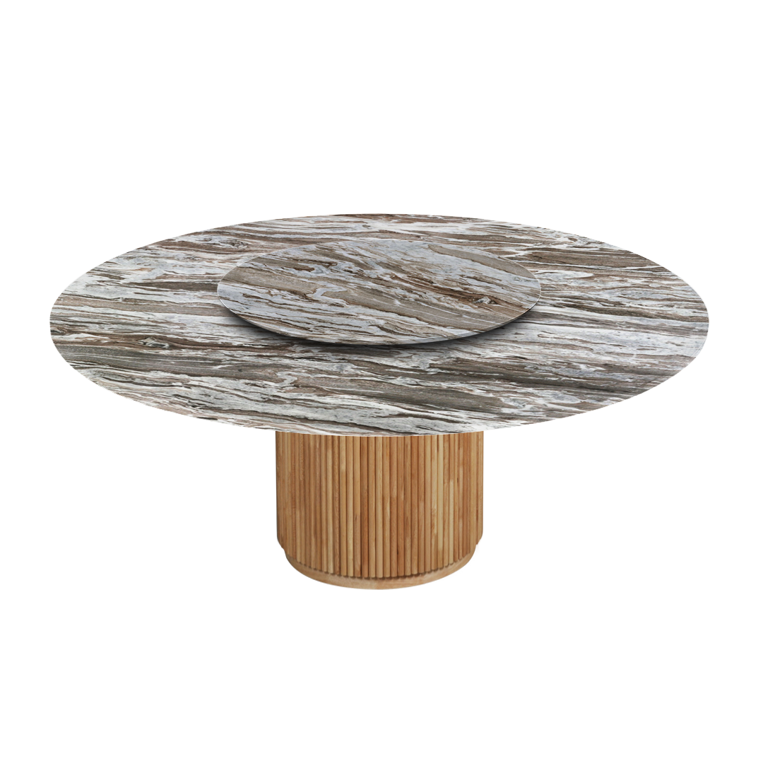 6ft Round Toronto Brown Natural Marble Dining Table