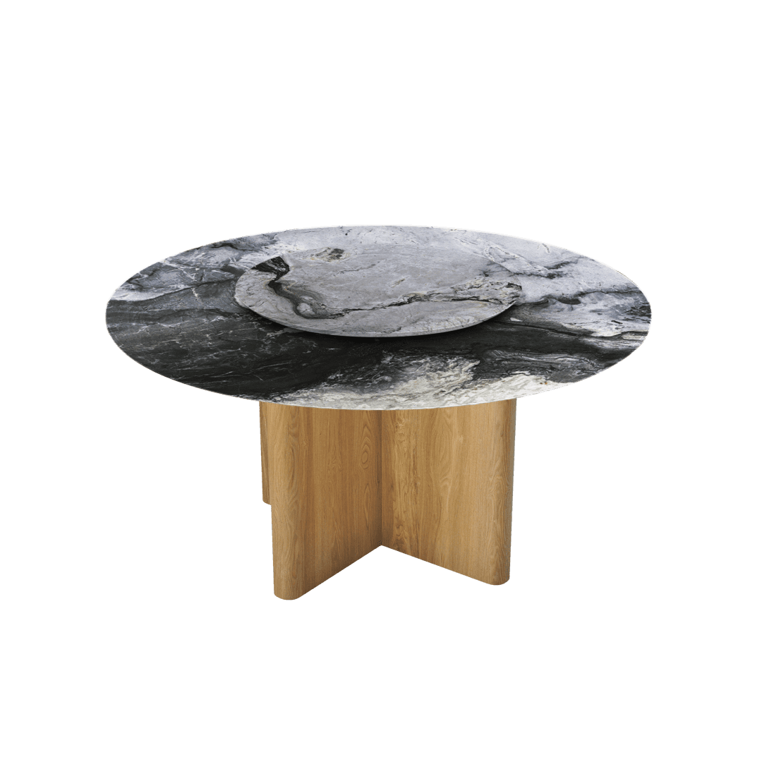 5ft Round Cristallo Blue Natural Marble Dining Table