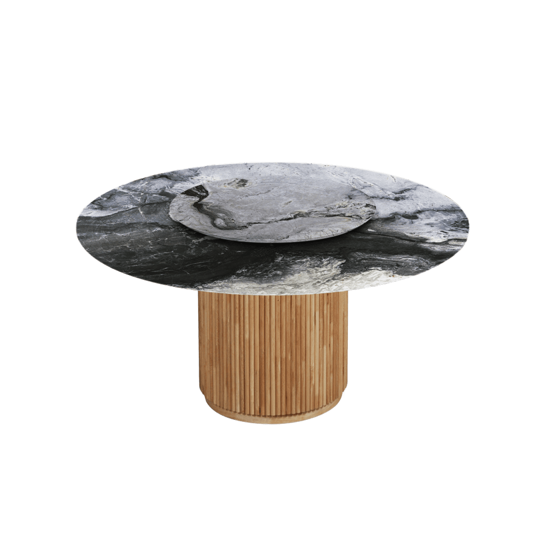 5ft Round Cristallo Blue Natural Marble Dining Table