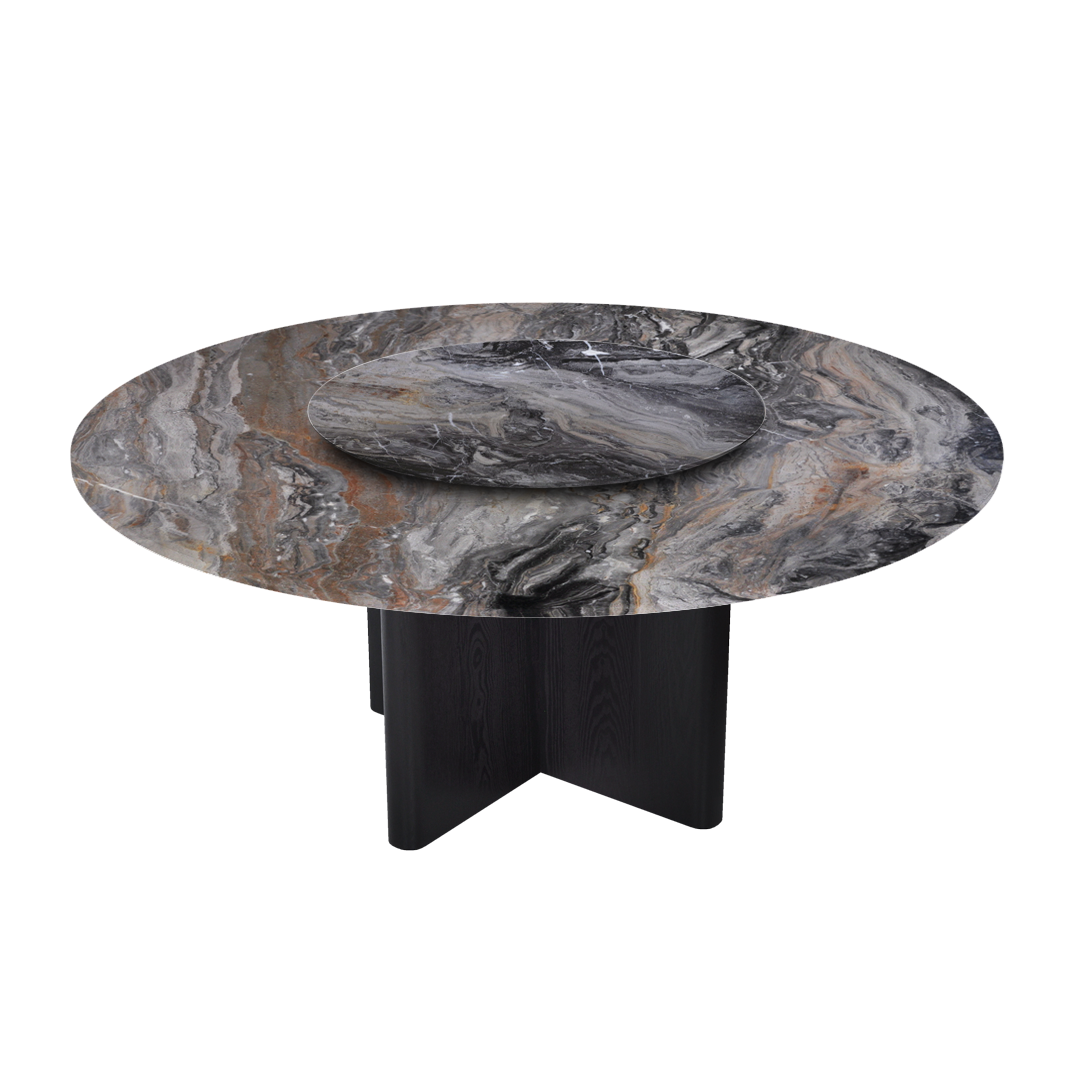 6ft Round Venice Brown Natural Marble Dining Table