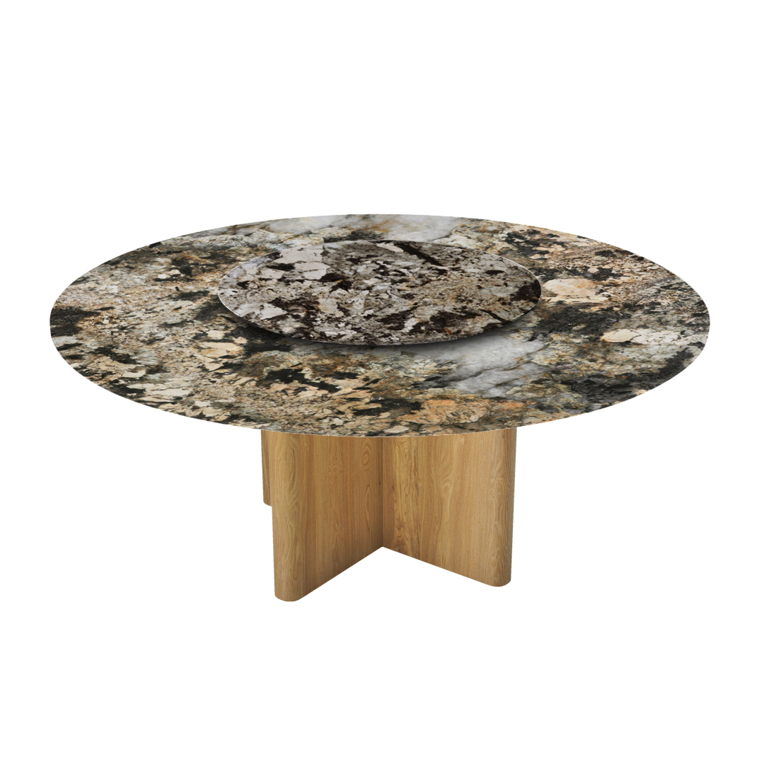 6ft Round Pandora Natural Marble Dining Table