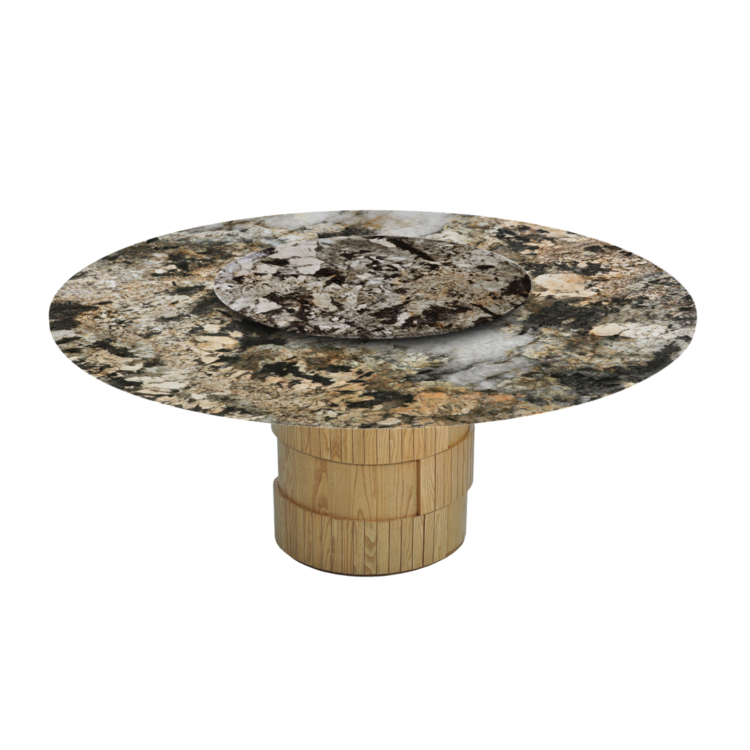 6ft Round Pandora Natural Marble Dining Table
