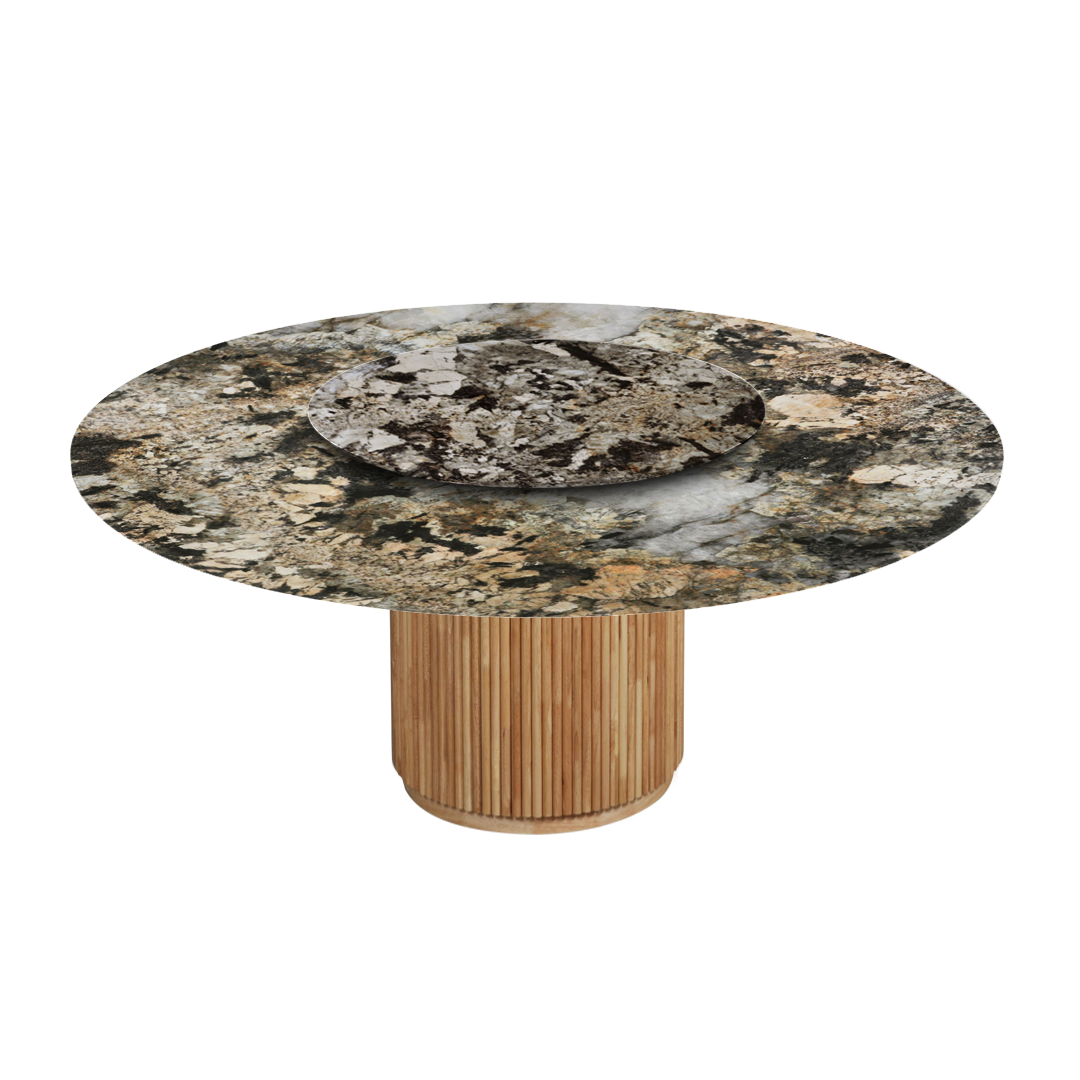 6ft Round Pandora Natural Marble Dining Table