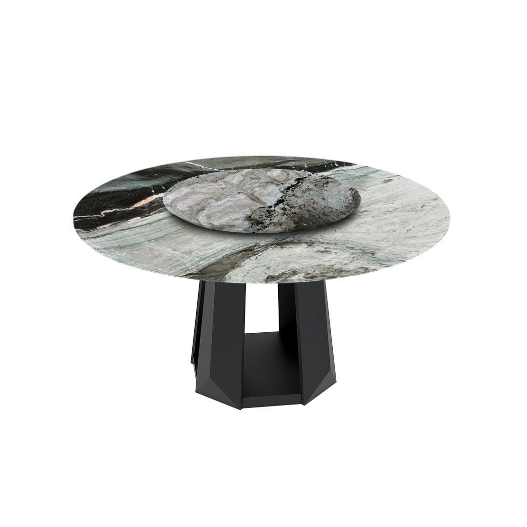 5ft Round Forest Green Natural Marble Dining Table