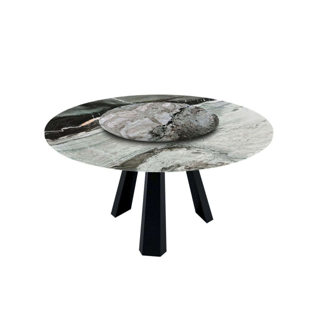 5ft Round Forest Green Natural Marble Dining Table
