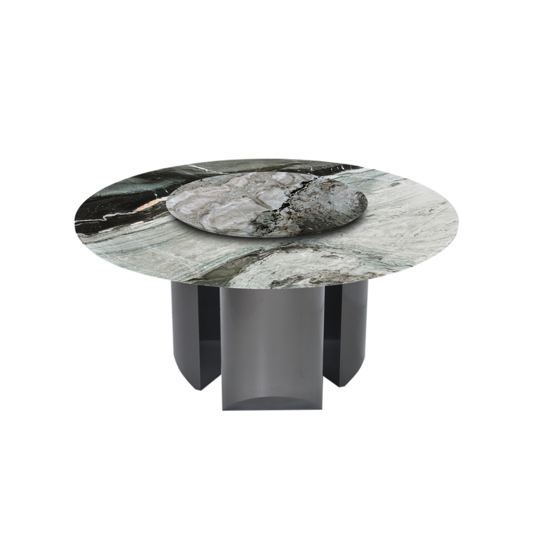 5ft Round Forest Green Natural Marble Dining Table