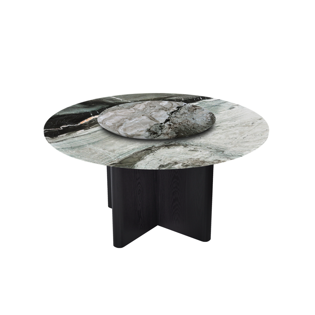 5ft Round Forest Green Natural Marble Dining Table