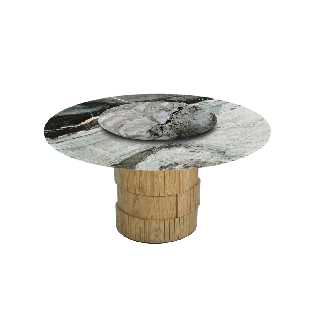 5ft Round Forest Green Natural Marble Dining Table
