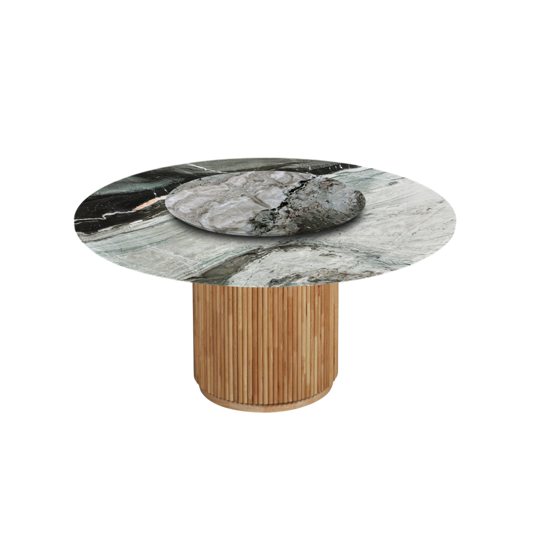5ft Round Forest Green Natural Marble Dining Table