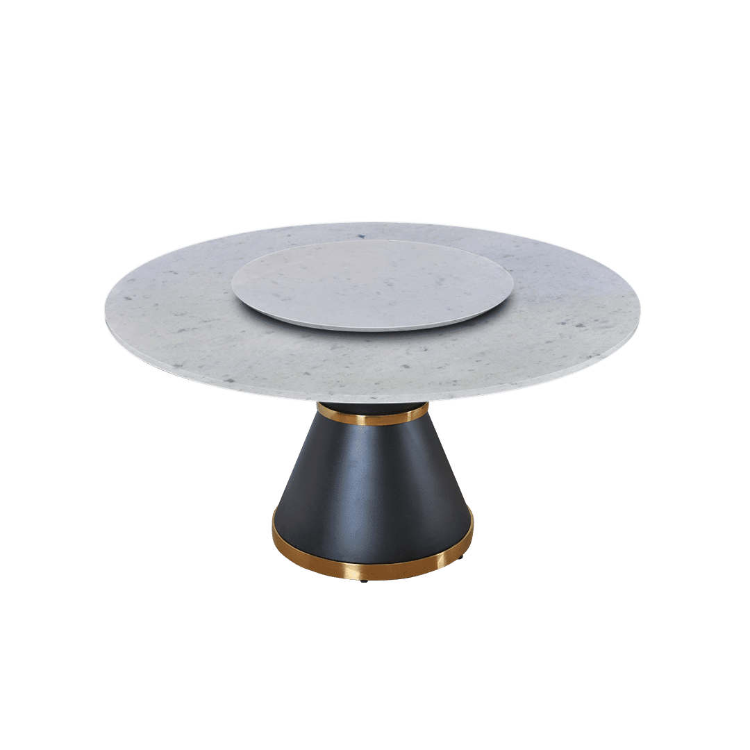 5ft Round Diamond White Natural Marble Dining Table