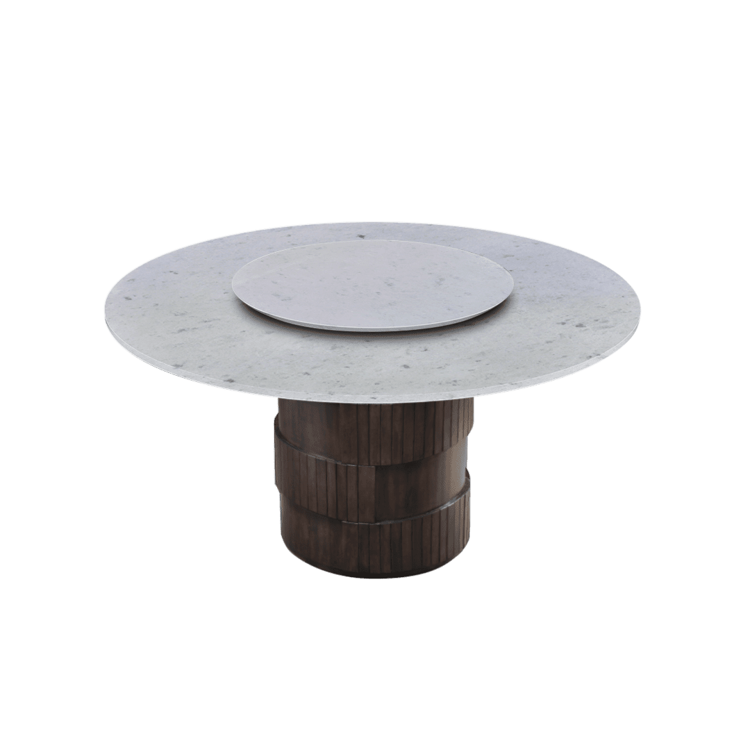 5ft Round Diamond White Natural Marble Dining Table