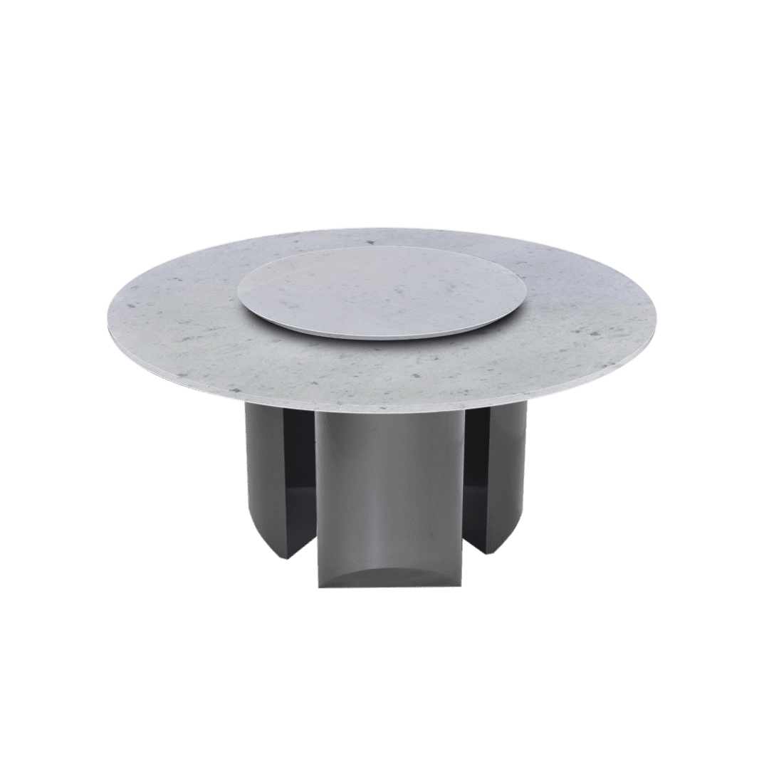 5ft Round Diamond White Natural Marble Dining Table