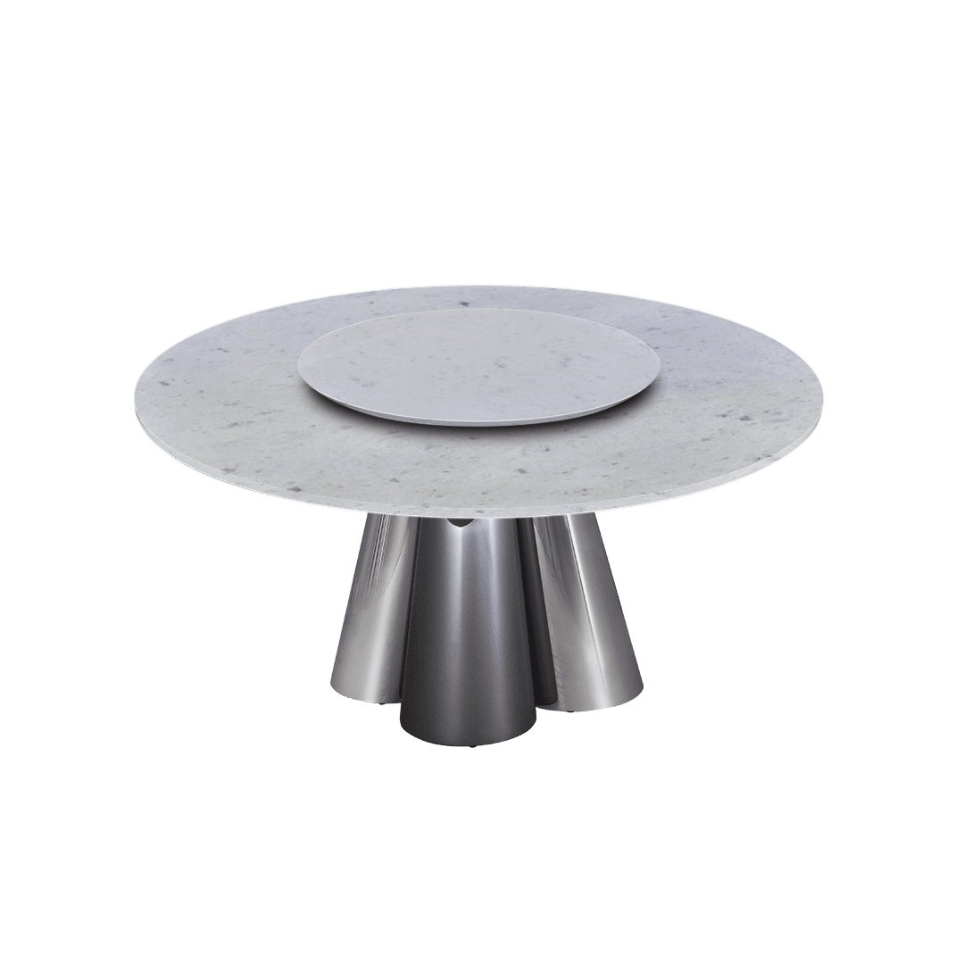 5ft Round Diamond White Natural Marble Dining Table