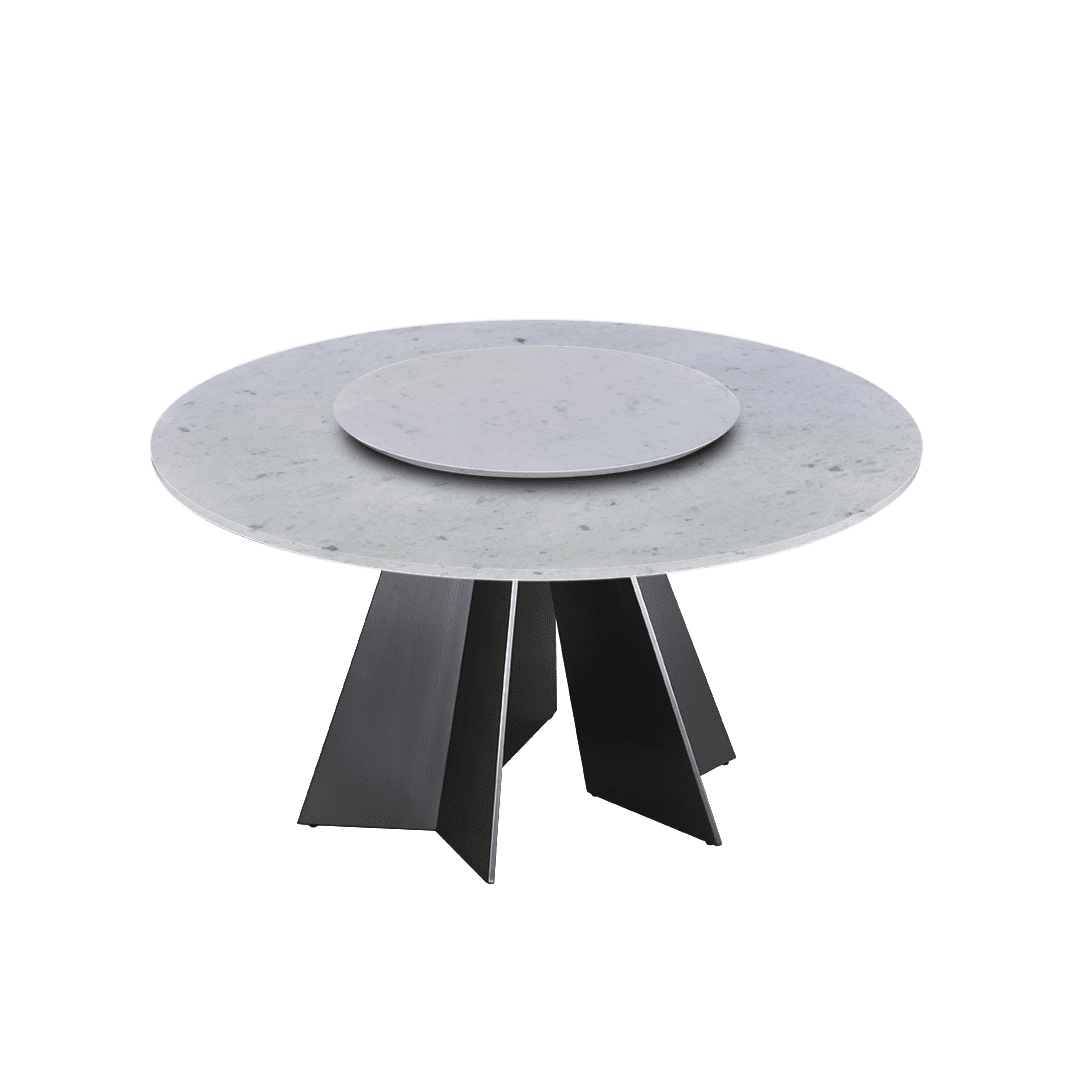 5ft Round Diamond White Natural Marble Dining Table