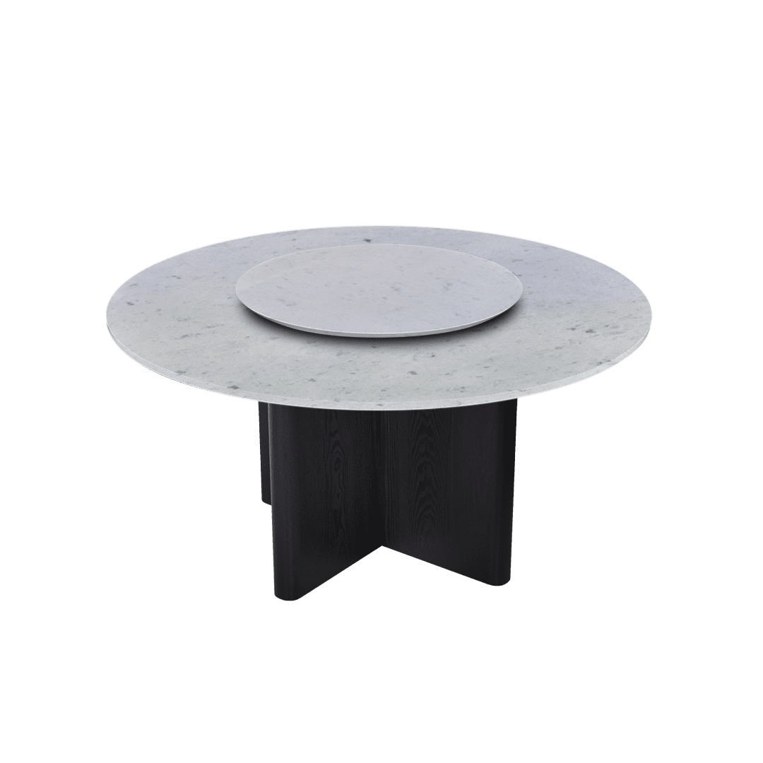 5ft Round Diamond White Natural Marble Dining Table
