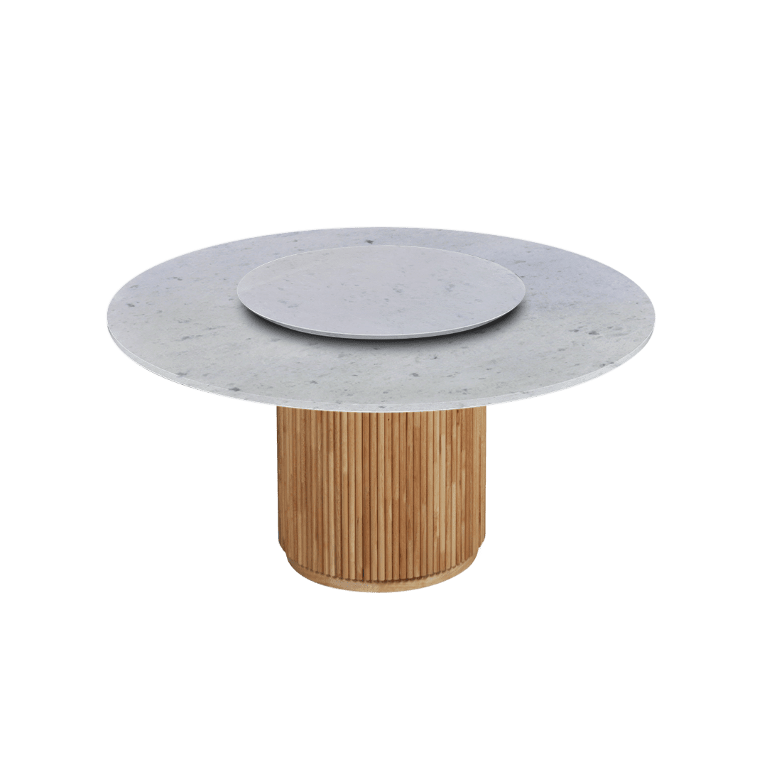 5ft Round Diamond White Natural Marble Dining Table