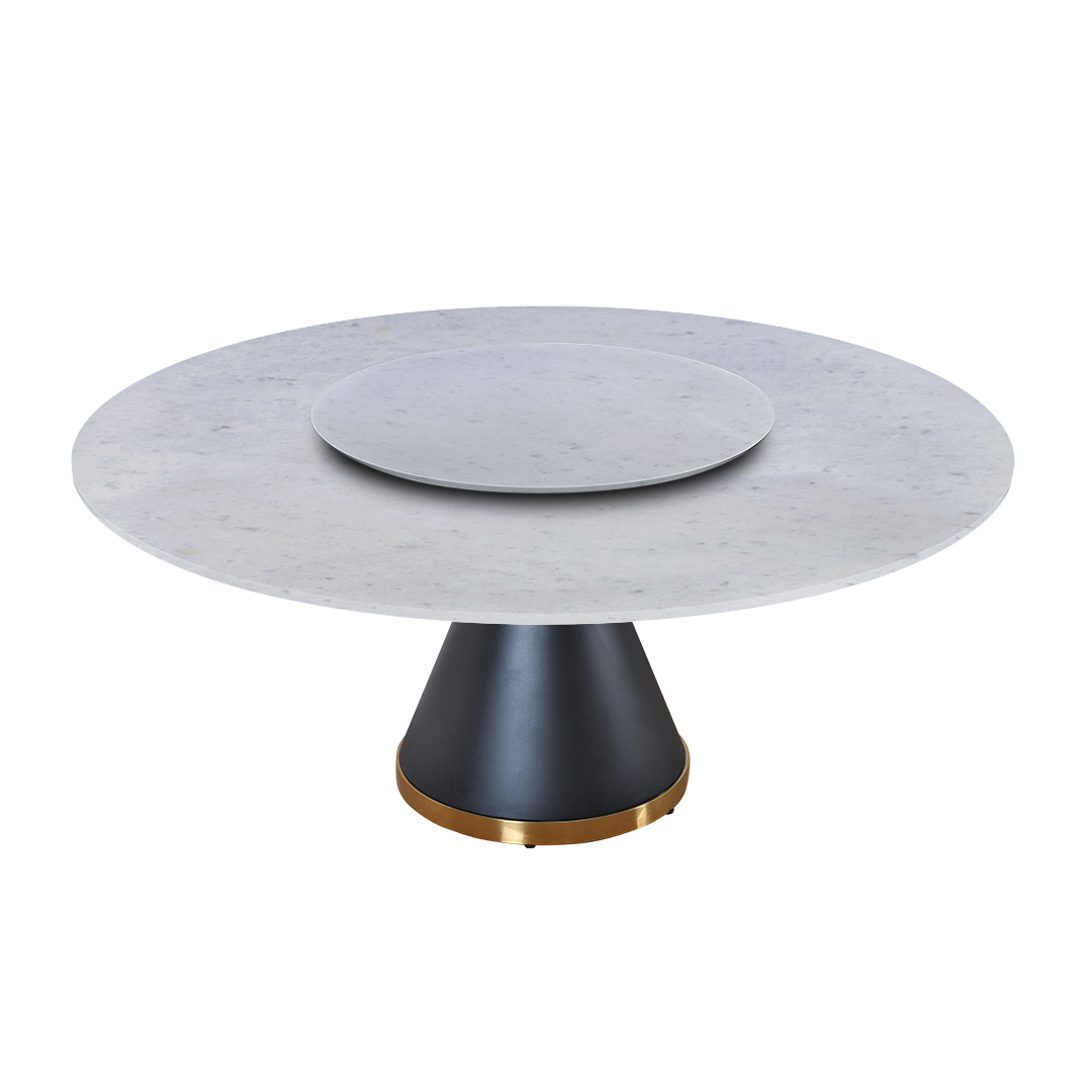 6ft Round Diamond White Natural Marble Dining Table
