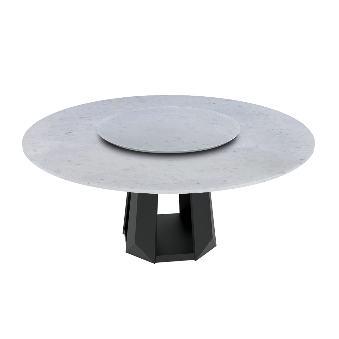 6ft Round Diamond White Natural Marble Dining Table