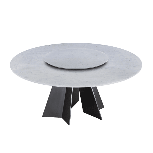 6ft Round Diamond White Natural Marble Dining Table