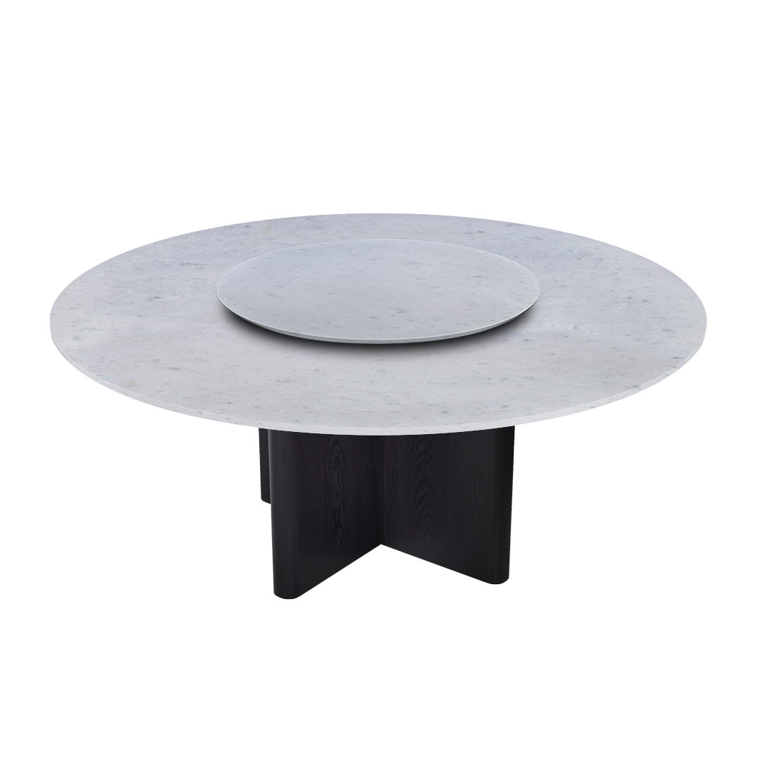 6ft Round Diamond White Natural Marble Dining Table