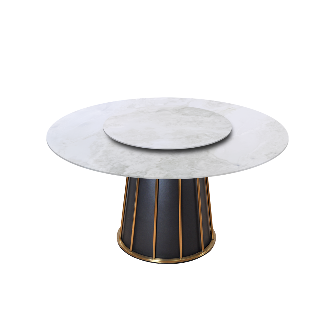 5ft Round Fendi White Natural Marble Dining Table