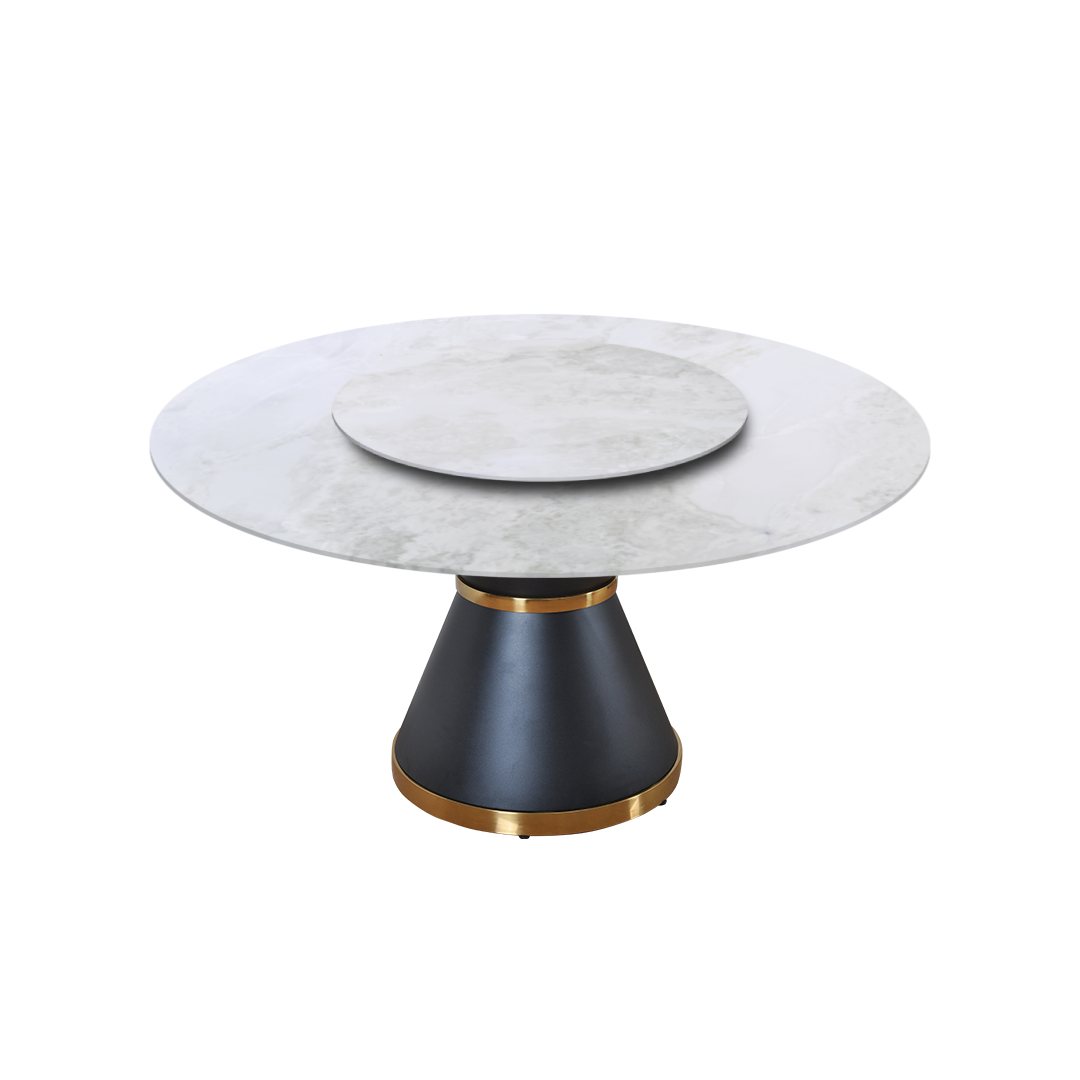 5ft Round Fendi White Natural Marble Dining Table