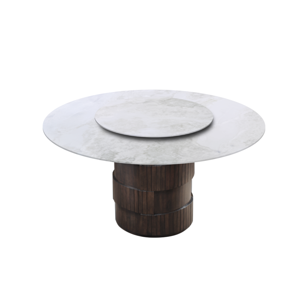 5ft Round Fendi White Natural Marble Dining Table