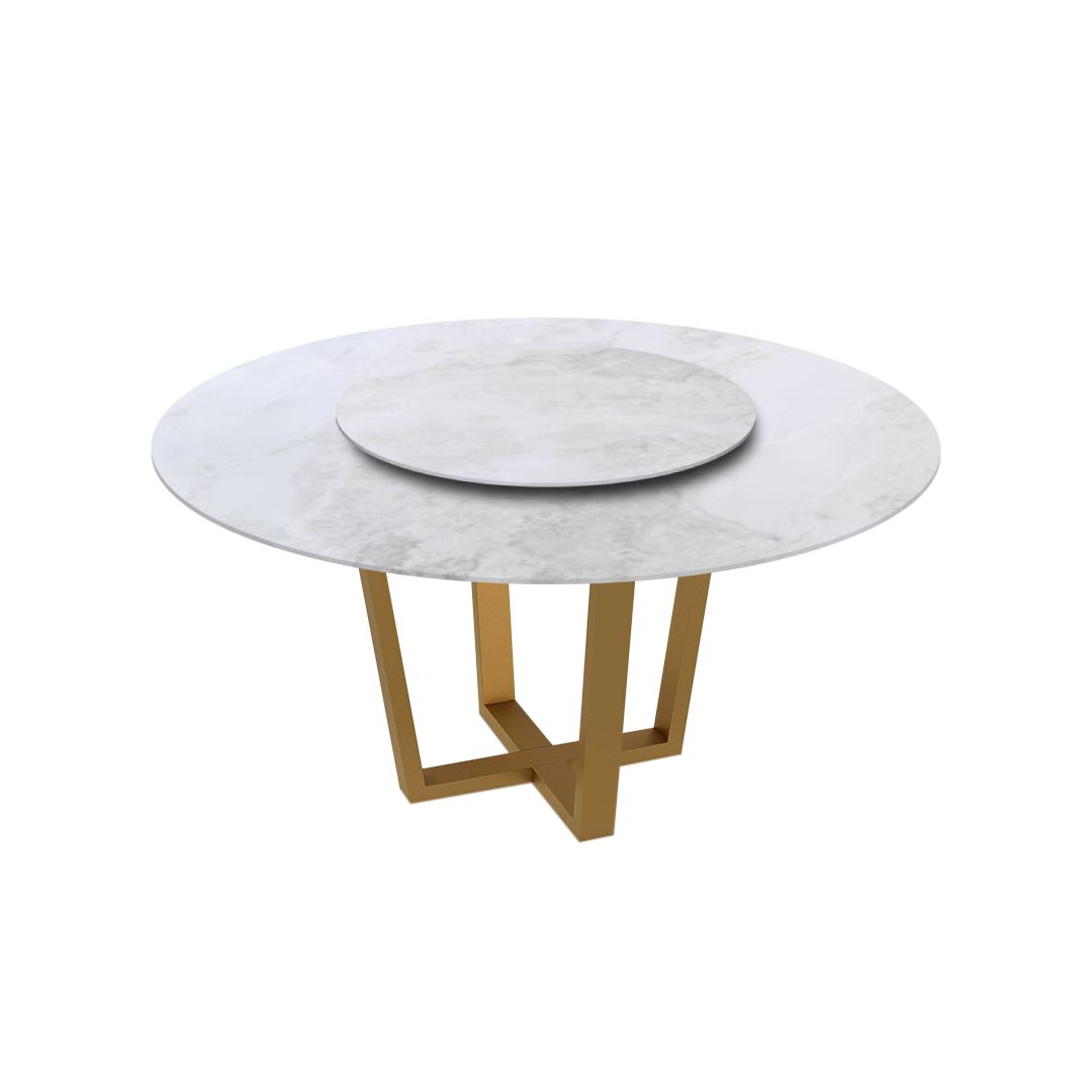 5ft Round Fendi White Natural Marble Dining Table