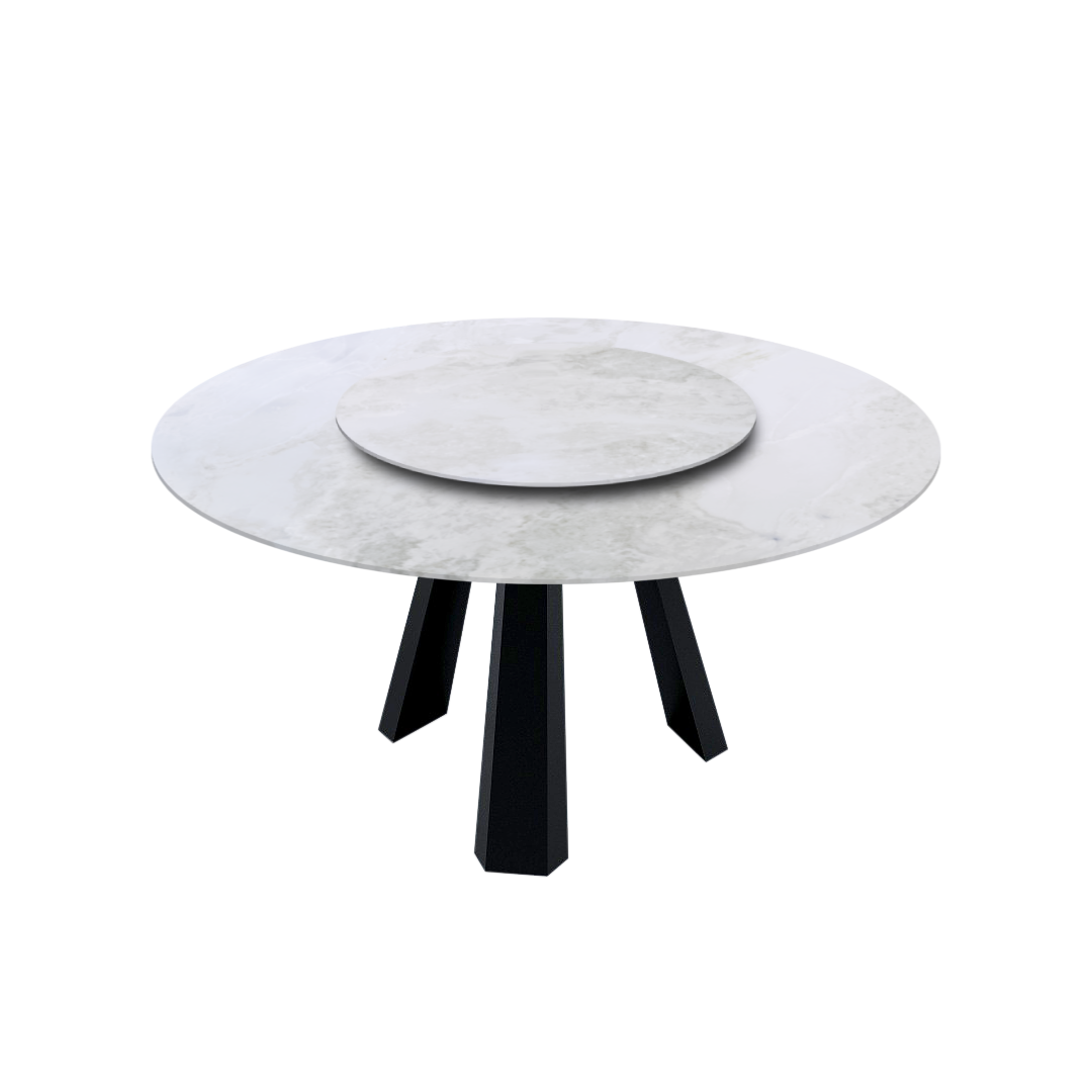 5ft Round Fendi White Natural Marble Dining Table