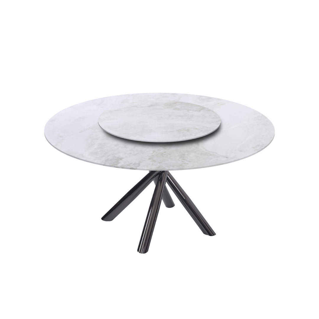 5ft Round Fendi White Natural Marble Dining Table