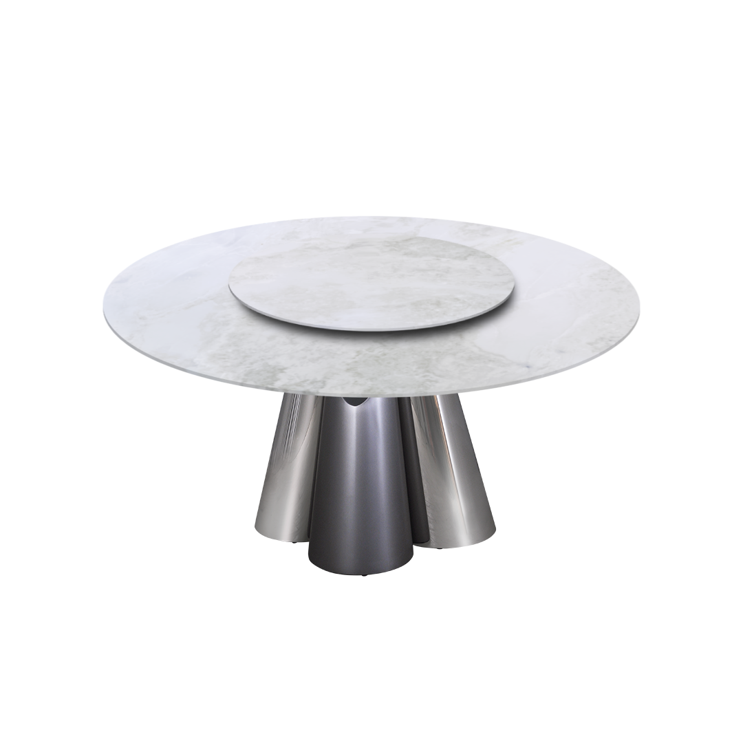5ft Round Fendi White Natural Marble Dining Table