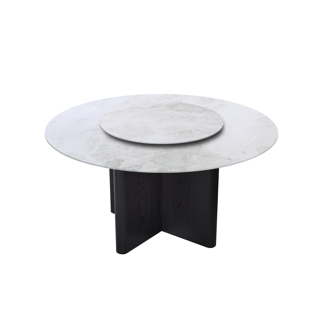 5ft Round Fendi White Natural Marble Dining Table