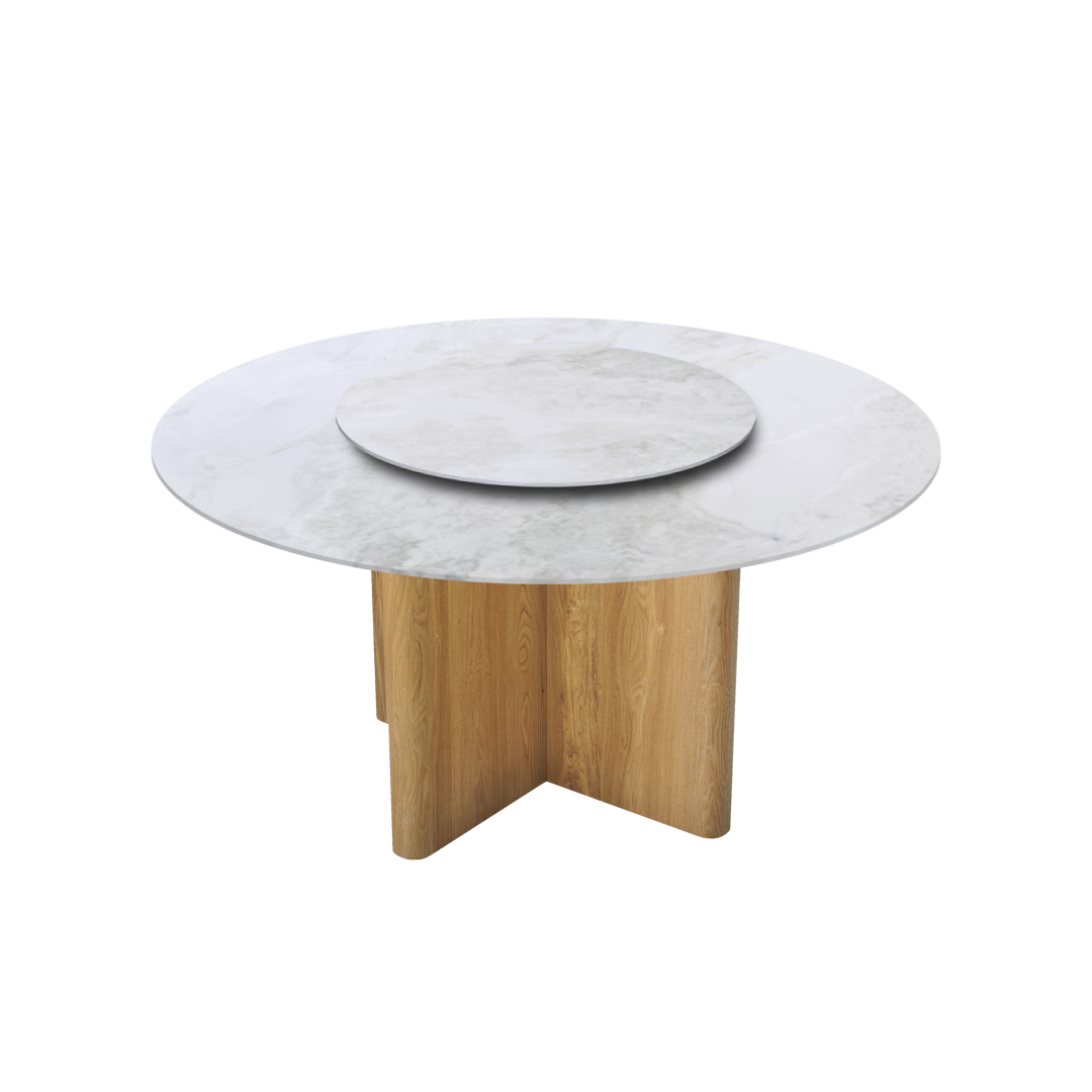 5ft Round Fendi White Natural Marble Dining Table