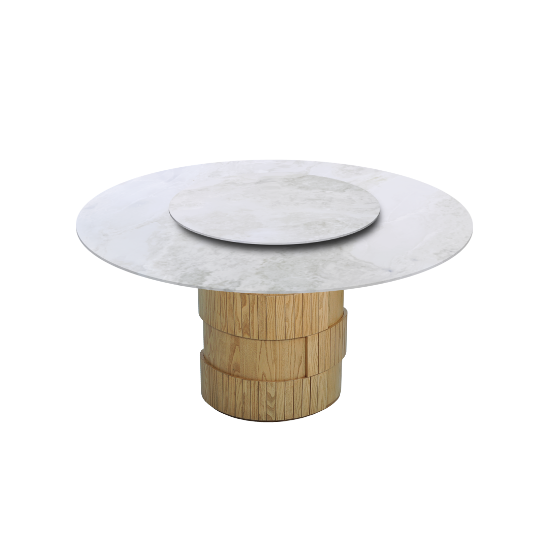 5ft Round Fendi White Natural Marble Dining Table