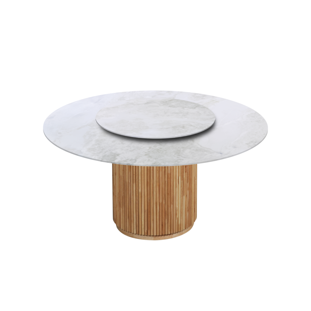 5ft Round Fendi White Natural Marble Dining Table