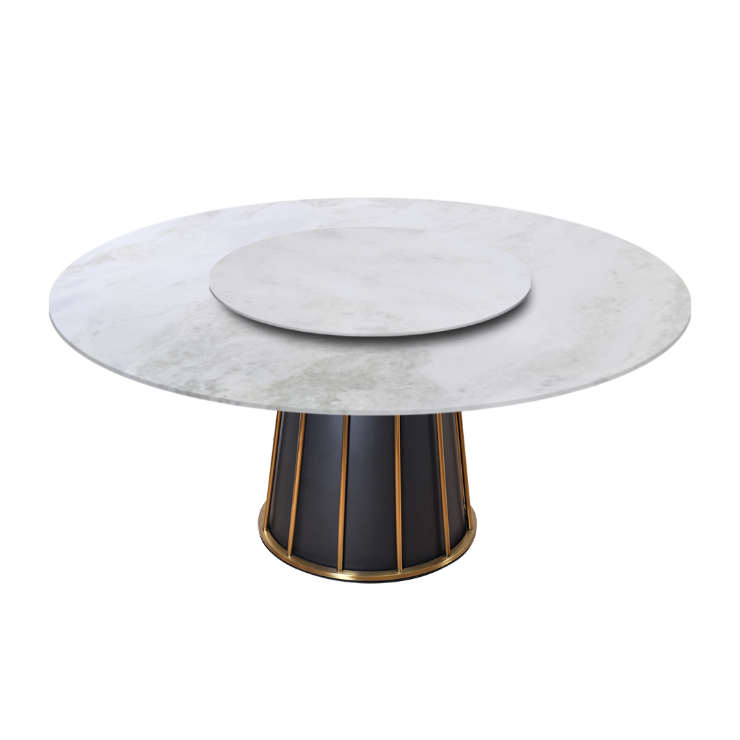 6ft Round Fendi White Natural Marble Dining Table
