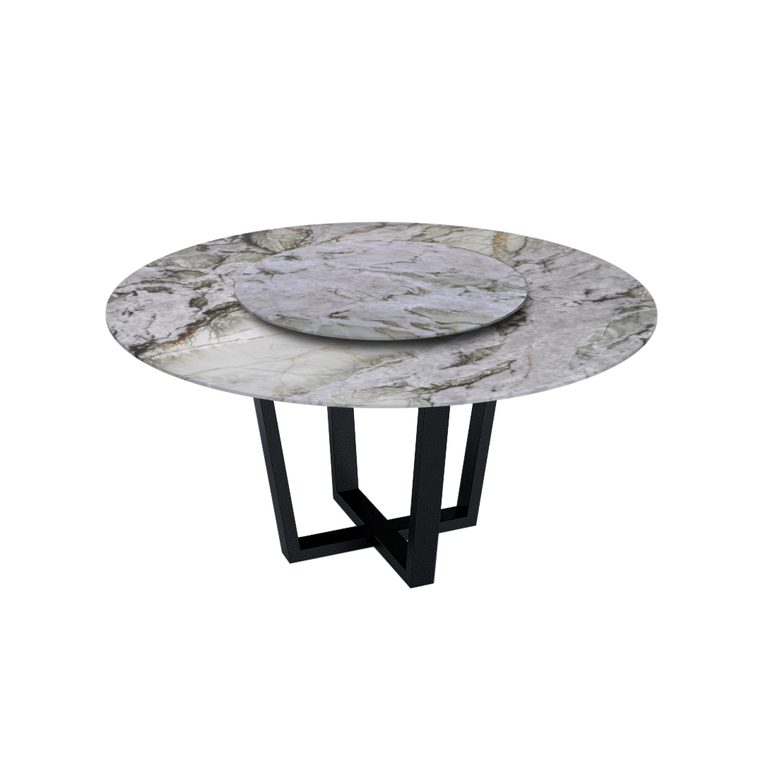 5ft Round Cristallo Tiffany Natural Marble Dining Table