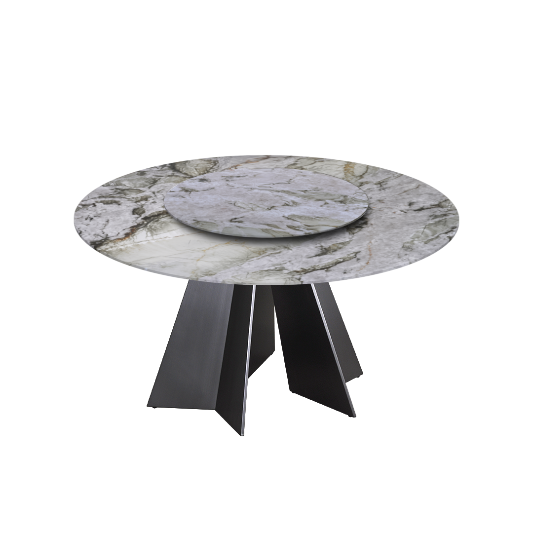 5ft Round Cristallo Tiffany Natural Marble Dining Table