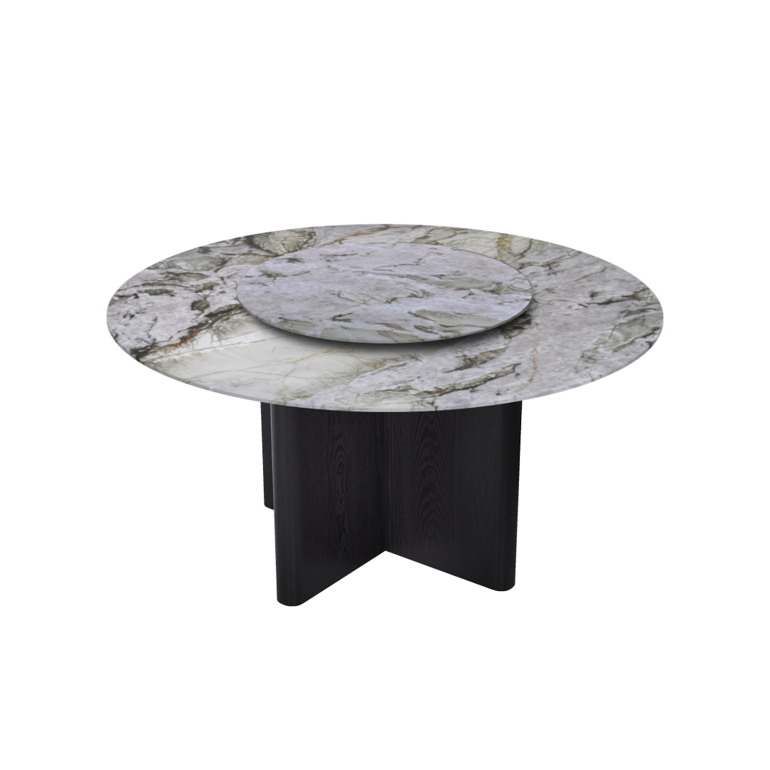 5ft Round Cristallo Tiffany Natural Marble Dining Table