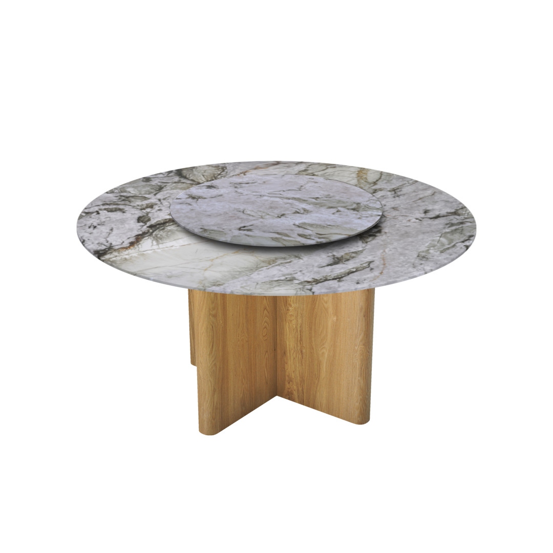 5ft Round Cristallo Tiffany Natural Marble Dining Table