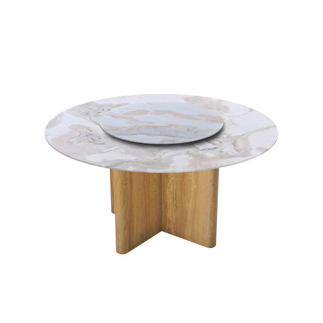 5ft Round Fendi White (Old Quarry) Natural Marble Dining Table