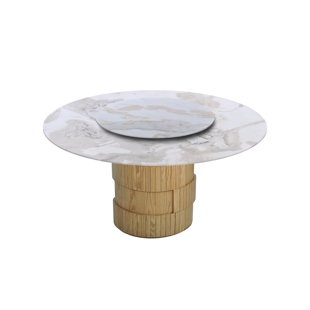 5ft Round Fendi White (Old Quarry) Natural Marble Dining Table