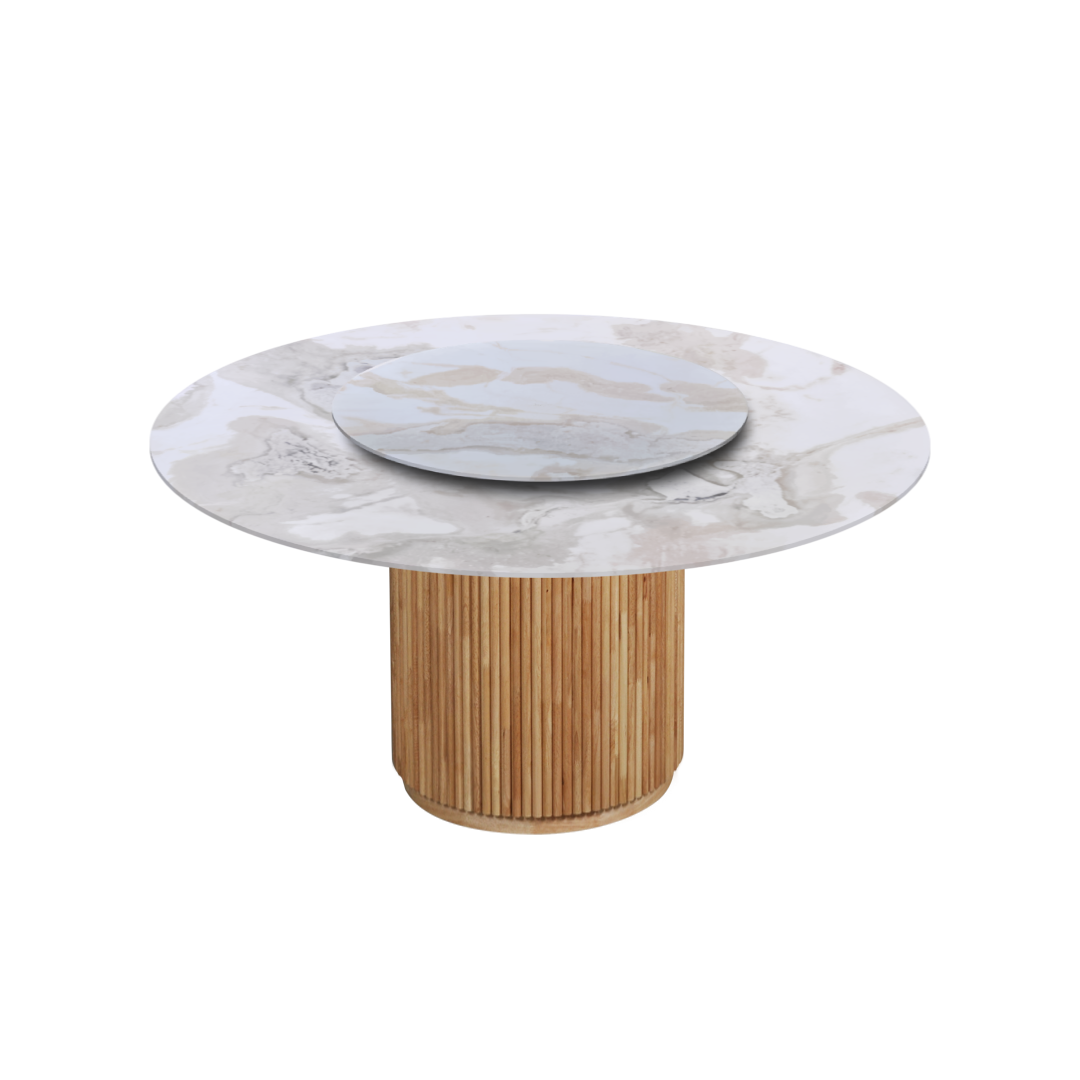5ft Round Fendi White (Old Quarry) Natural Marble Dining Table
