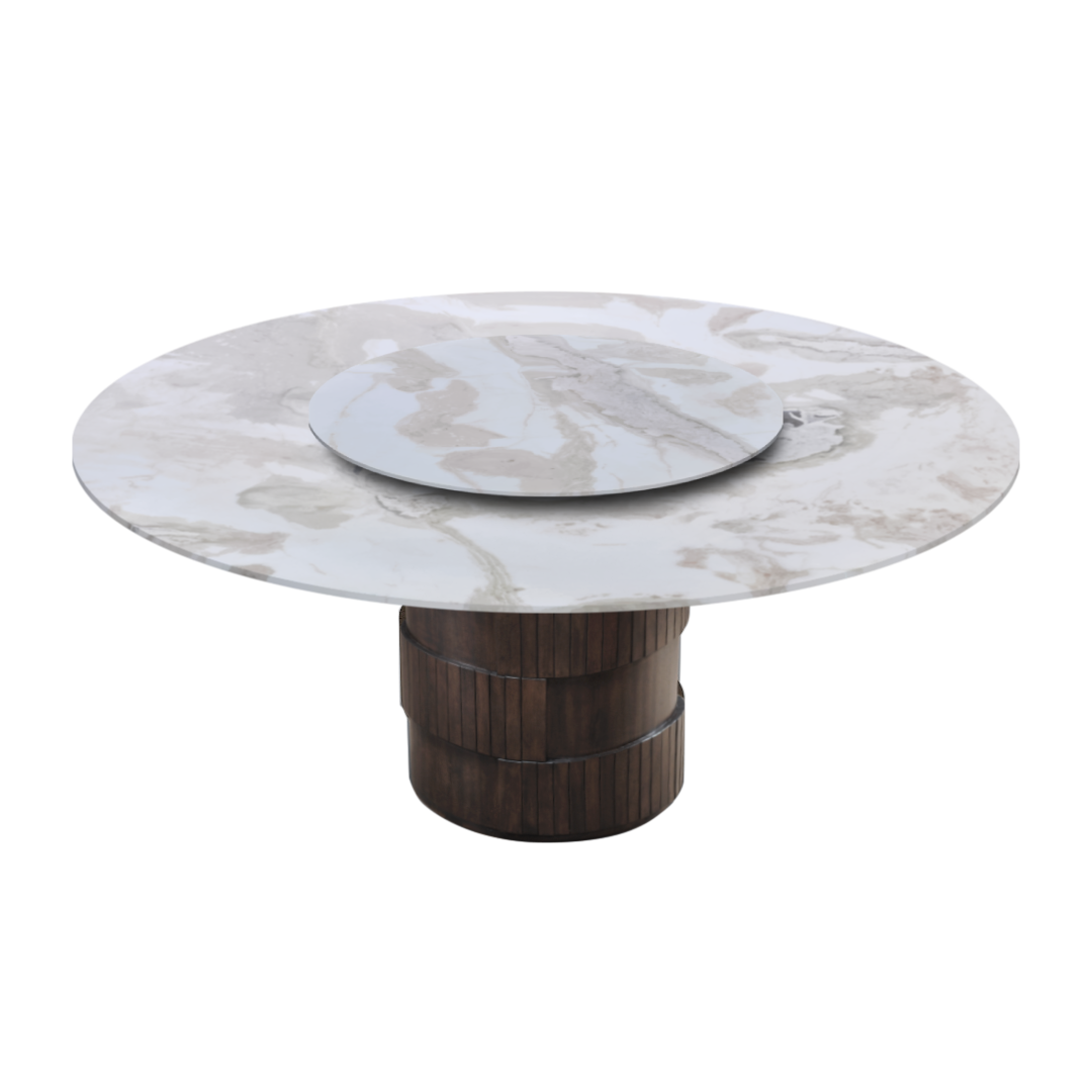 6ft Round Fendi White (Old Quarry) Natural Marble Dining Table