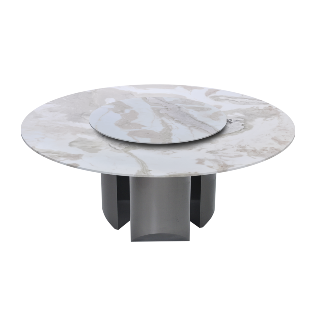 6ft Round Fendi White (Old Quarry) Natural Marble Dining Table